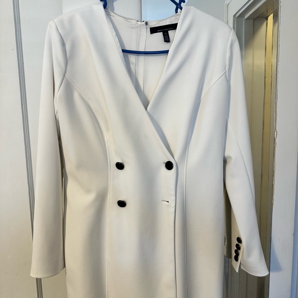 Elegant White Double-Breasted Women's Coat